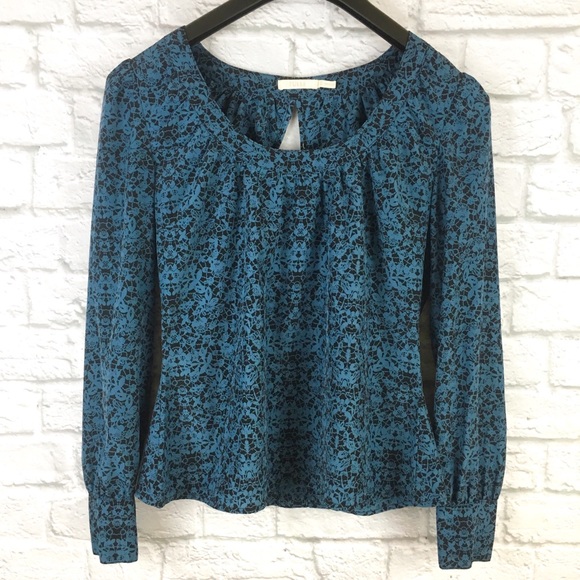 Tulle Peasant Sleeve Button Back Blouse Sz Small - Picture 5 of 8